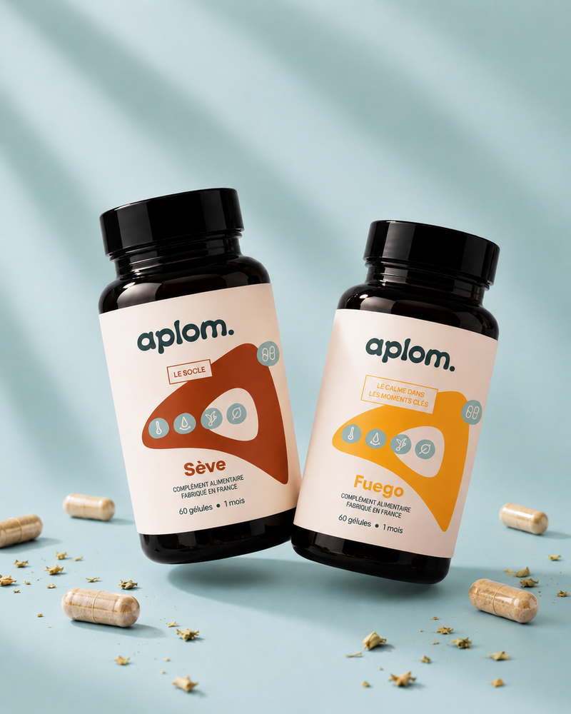 Duo Instant aplom : piluliers Sève et Fuego, compléments alimentaires pour la transpiration excessive dans les moments à enjeu